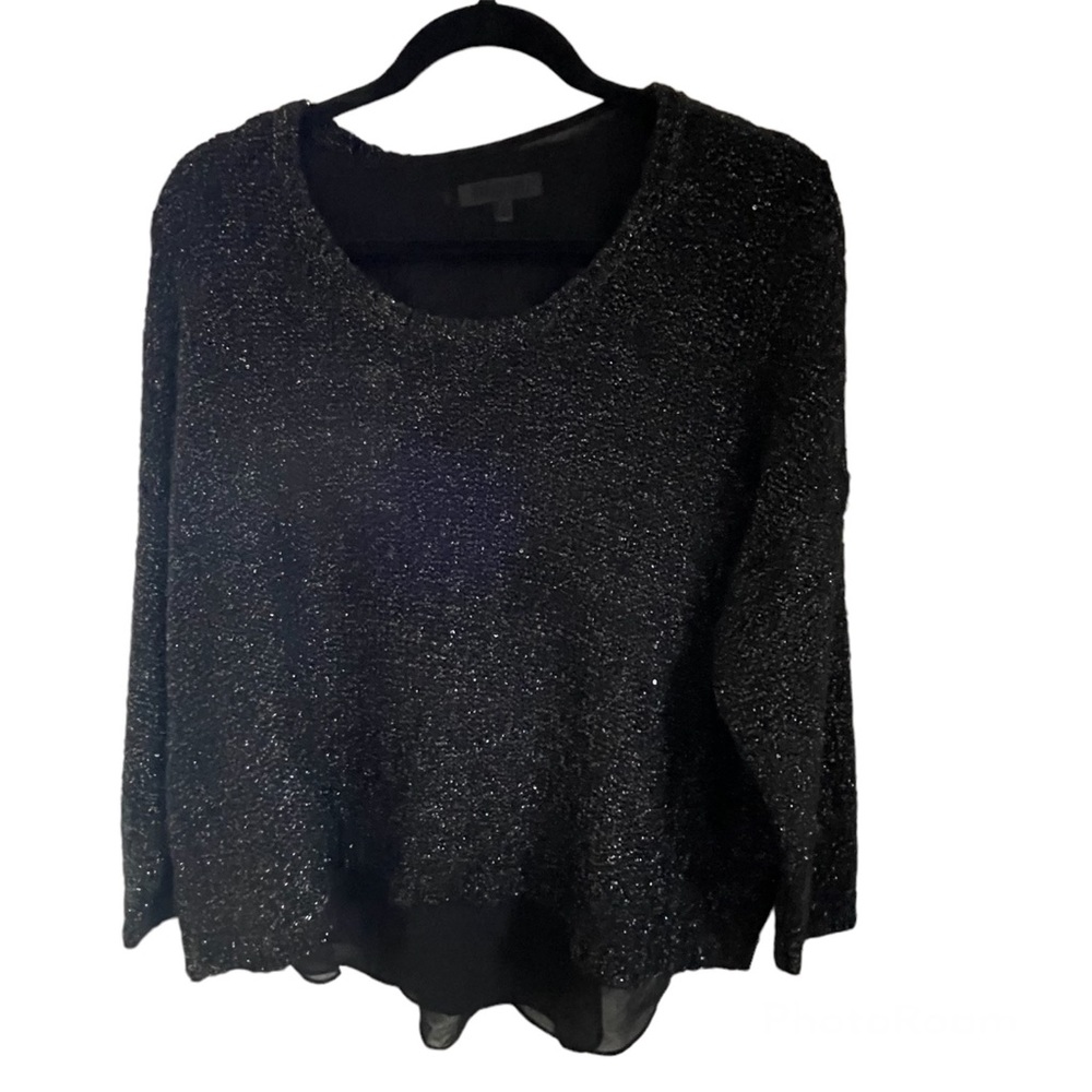 Jennifer Lopez Silver Sparkling Black Sweater- L